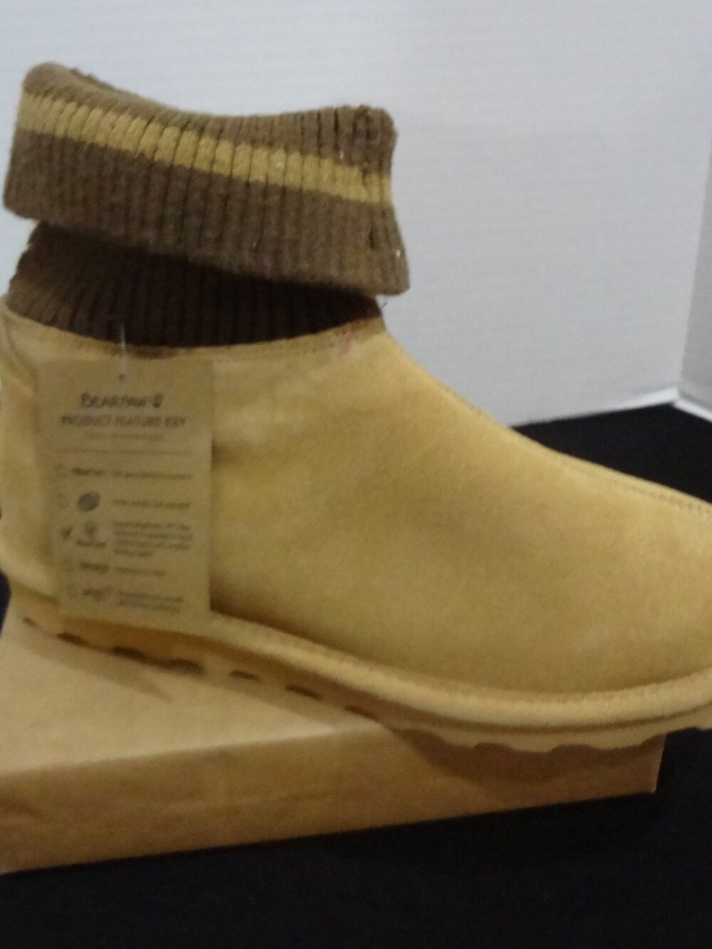 NWT-BEARPAW® September Tan Suede Sock Boot, Sz 10